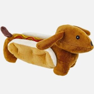Giftable World 10" Dog in a Bun w/Squeaker Hot Dog Pet Dog Toy Plush NWT